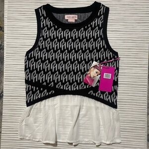 Paris Hilton Black and White Patterned Sleeveless Blouse